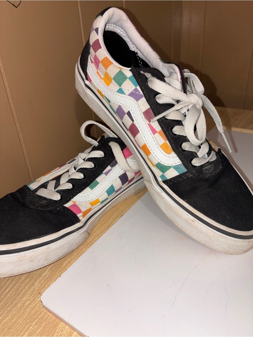 Converse Low-Top Sneakers in Black with Multicolor Checkerboard